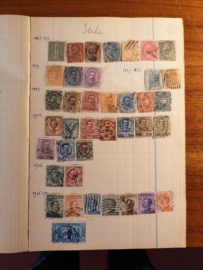 TOUS PAYS Emissions 1840/1940 7 classeurs contenant des timbres de faible valeur,...
