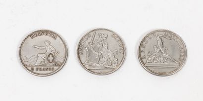 SUISSE 5 francs Tir : 3 exemplaires

Nidwalden 1861. - La Chaux de Fonds 1863. -...