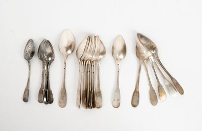 Set of silver small spoons (950), 
- set...