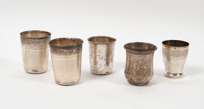 null Five silver goblets (950) of different shapes, with various decorations.

Some...