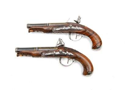 FRANCE LE ROY, Joinville 
Pair of flintlock officer's pistols.
Signed locks, with...