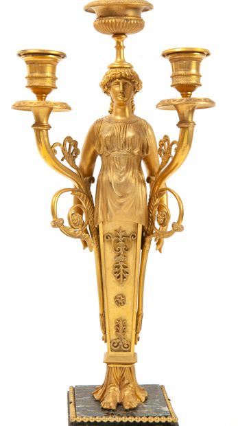 null 
SUITE OF FOUR CANDELABRAS 



In gilt bronze, in the shape of a young woman...