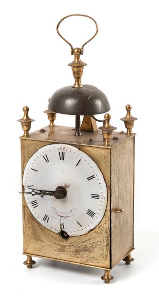 null 
CAPUCINE CLOCK In brass, the enamel dial with three hands by BONNET in Aix,...