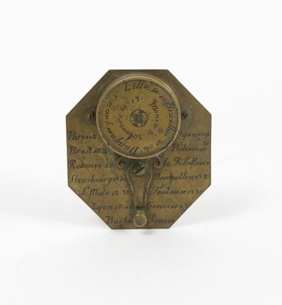 FRANCE MEURAND à Paris. 
Horizontal sundial, portable, of the "Butterfield" type.
Octagonal...