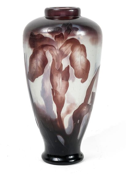 Etablissements DAUM à Nancy 
Baluster vase with a small straight neck.
Proof in violet...