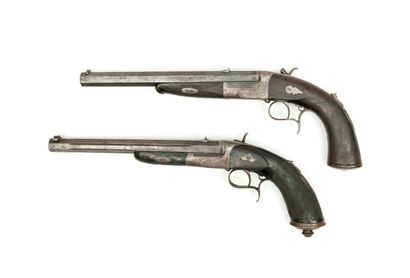FRANCE Emile Henry FAURE LE PAGE, à Paris. 
Two centerfire pistols. 
Leclercq-type...