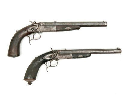 FRANCE Emile Henry FAURE LE PAGE, à Paris. 
Two centerfire pistols. 
Leclercq-type...