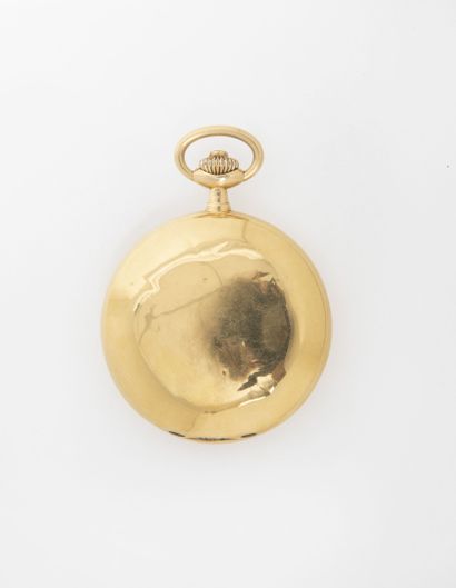 MOVADO, Sûreté Yellow gold (750) savonnette pocket watch.

White enamelled dial,...