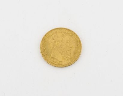 BELGIQUE Pièce de 20 francs or, Leopold II, 1870.

Poids : 6.4 g. 

Usures et ra...