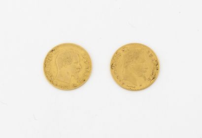 France Deux pièces de 10 francs or, Napoléon III, 1859 et 1862. 

Poids total : 6.3...