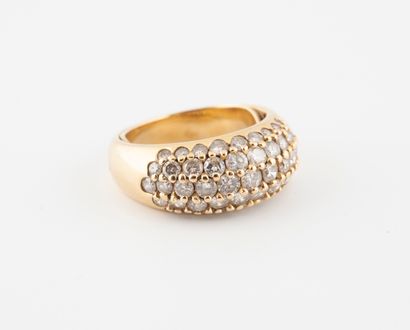 Yellow gold (750) ring set with brilliant-cut...
