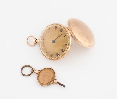 null Yellow gold (750) pocket watch.

Back cover with plain background. 

Dial with...