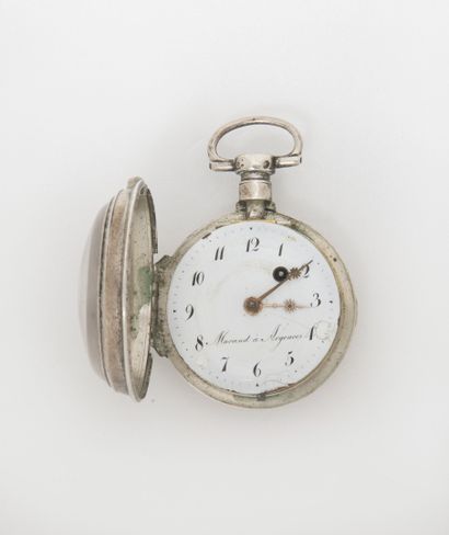 MORAND à Argences Silver pocket watch (800).

White enamelled dial, signed, hour...