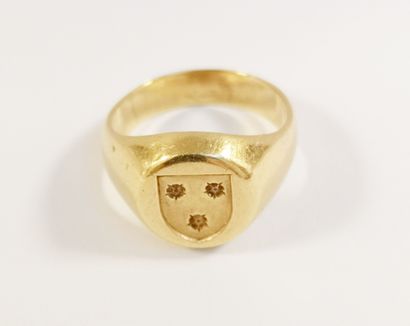 null Chevalière in yellow gold (750).

Weight : 14.5 g. - Finger size : 62. 

Scratches...