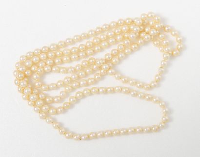 null Sautoir de perles de culture blanches choker. 

Long. : 140 cm. 

Petites u...