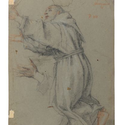 Fra SEMPLICE DA VERONA (c.1589-1654) 1 - Franciscain agenouillé et penché, les bras...