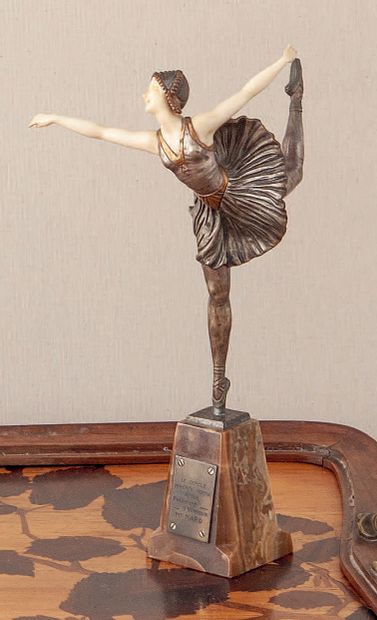 HIPPOLYTE FOURNIER (1853-1926) The dancer, circa 1930.
Chryslelephantine proof in...
