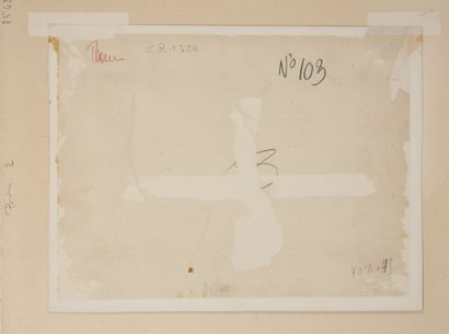 Hans Reichel (1892-1958) Composition, 1951.
Encre et aquarelle sur papier marouflé...