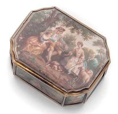 FRANCE, derniers tiers du XVIIIème siècle Rectangular snuffbox with cut corners in...