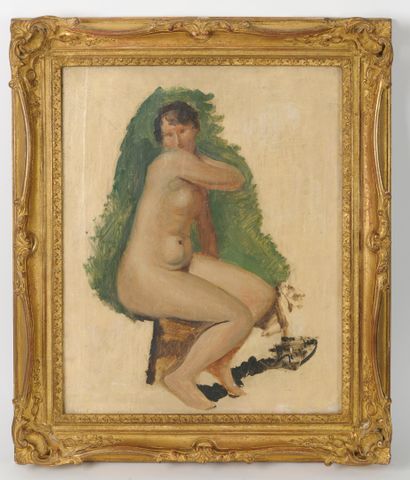 André DERAIN (1880-1954) Etude de nu.
Huile sur toile.
Signée vers le bas à droite.
46...
