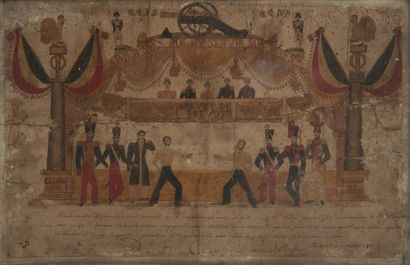 adré Brevet de Prévots. Octobre 1832.

Dessin à la mine et aquarelle. 

Porte le...