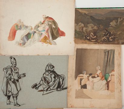 Alexandre DUPENDANT (1833-1884) Portrait de militaire ou d'arabe, scènes animées.

Lot...