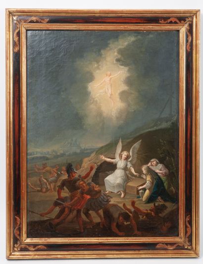 ÉCOLE du XVIIème siècle L'Ascension du Christ.

Huile sur toile. 

55 x 40 cm. 

Restaurations,...