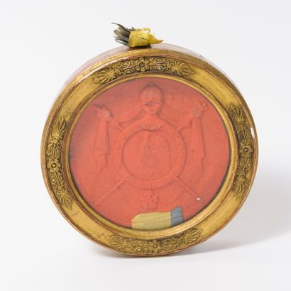 PREMIER EMPIRE (1804-1815) Sceau en cire rouge de lettre patente, aux grands armes...