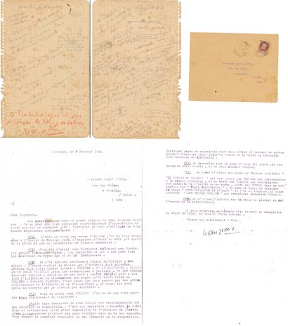 GIONO, Jean 
Typed letter signed, and autograph manuscript signed; 1 and a half pages...