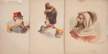 Alexandre DUPENDANT (1833-1884) Portrait of a soldier or an Arab, animated scenes.

Lot...