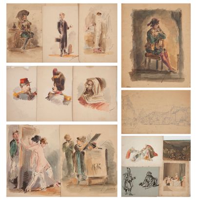 Alexandre DUPENDANT (1833-1884) Portrait of a soldier or an Arab, animated scenes.

Lot...