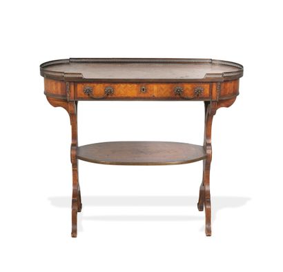 FRANCE, Style Louis XVI, vers 1880-1900 Rectangular work table with rounded ends...