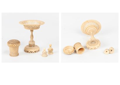 Vers 1880-1930 Small batch of ivory objects (Elephantidae spp; >20%) (pre-Convention):

-...