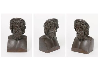 Ecole du XIXème siècle Buste de Homère représenté en Hermès, aux cheveux bouclés,...