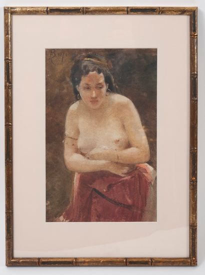 Albert BESNARD (1849-1934), Jeune fille à la toilette. 1871. 

Aquarelle sur papier....