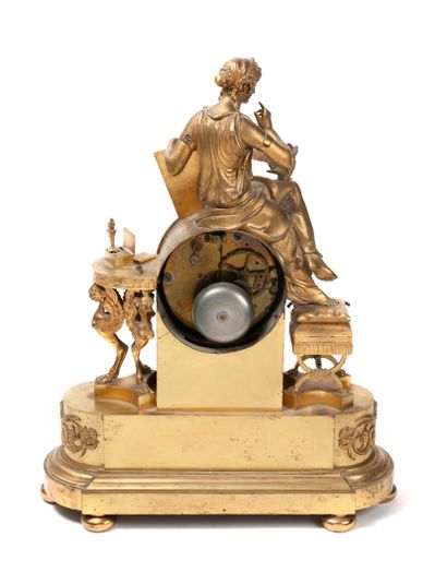 FRANCE, Epoque Empire, premier quart du XIXème siècle Bronze and brass clock partially...