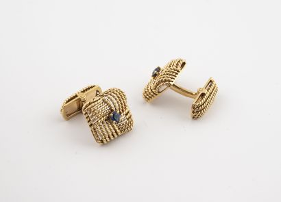 Pair of yellow gold (750) twisted cufflinks...