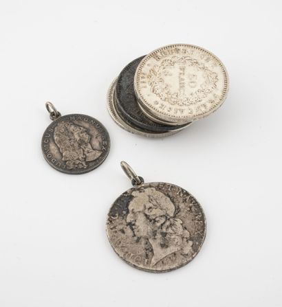 FRANCE, XVIIIème-XXème siècle et divers Lot de 6 pièces et 1 médaille françaises...