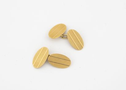 Pair of yellow gold (750) cufflinks with...