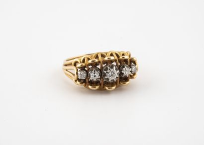 Yellow gold (750) filigree ring set with...