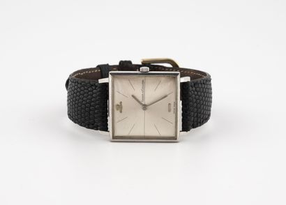 JAEGER LECOULTRE Men's wrist watch. 
Square steel case. 
Satin-brushed dial, signed,...