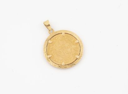 null Yellow gold (750) pendant holding a 20 francs gold coin, Napoleon III, 1859...