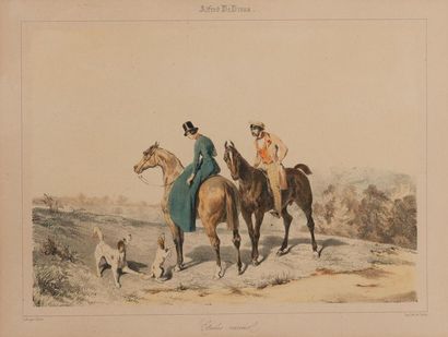 D'après Alfred de DREUX Etudes variées (n°II - 4) [deux jockeys - couple à cheval]
Paire...