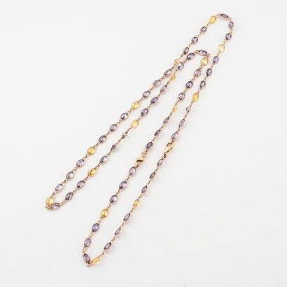 null Necklace and bracelet in yellow gold (585) formed by a line of yellow sapphires...