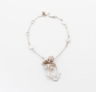 DIOR Fin bracelet en métal chromé, formé d'une chaîne à maille forçat alternée de...