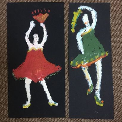 Lot de deux tableaux "Danseuses 1" signés Katherine Roumanoff 

Katherine Roumanoff...