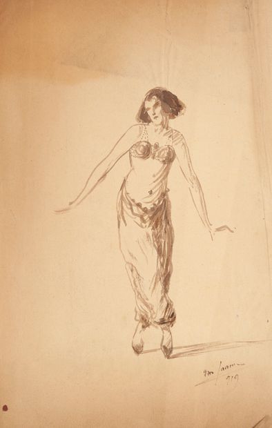 Edmond VAN SAANEN ALGI (1882-1938) Etude de danseuse.

Trois dessins à l'encre brune...