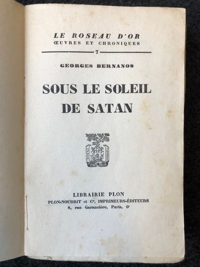 BERNANOS, Georges Sous le soleil de Satan. Plon, Paris, 1926. 

Un volume in-12,...