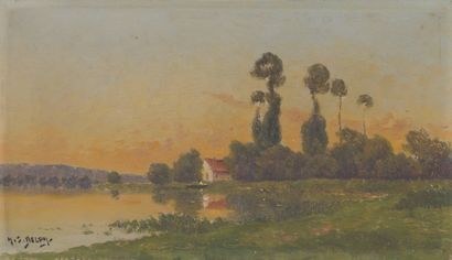 Jacques Henri DELPY (1877-1957) Paysage de rivière au couchant.

Huile sur panneau....