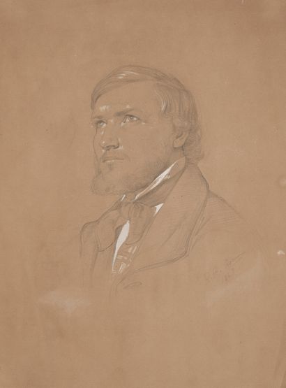 Anton HAHNISCH (1817-1897) 1-Etude pour un portrait d'homme.

Crayon noir sur papier...